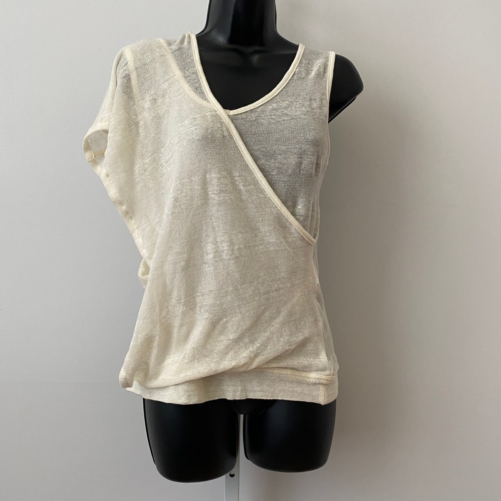 CANNISSE Linen Desert Fairy Artisanal Dystopian Coastal Knit Blouse 10/12 Cream
